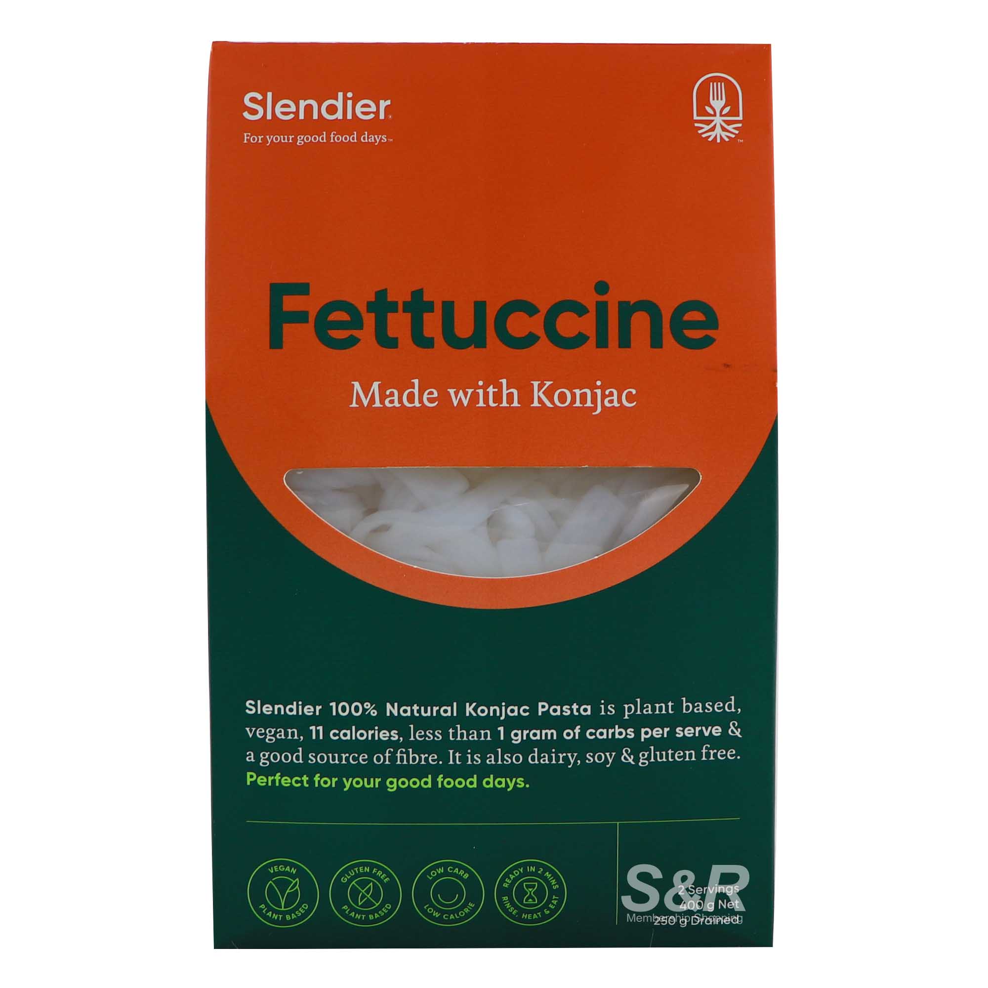 Slendier Fettucine Natural Pasta 400g